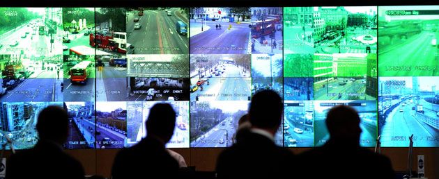 G20: A large screen in the Metropolitan Police Specialist Operations Room