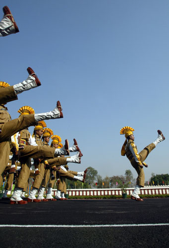 4 March 2009: Hyderabad, India: Members of the Central Industrial Security Force