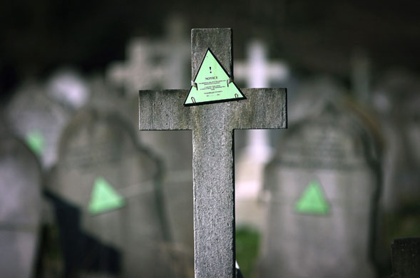 4 March 2009: London, UK: Graves are marked for possible reclamation