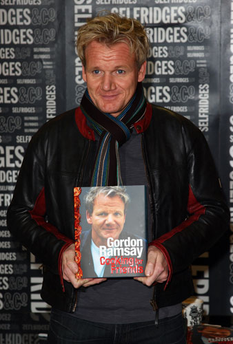 Gordon Ramsay: Gordon Ramsay signs copies of his book Gordon Ramsay Cooking for Friends 
