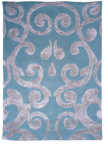Space: Baroque and roll: Teal Vintage Damask rug