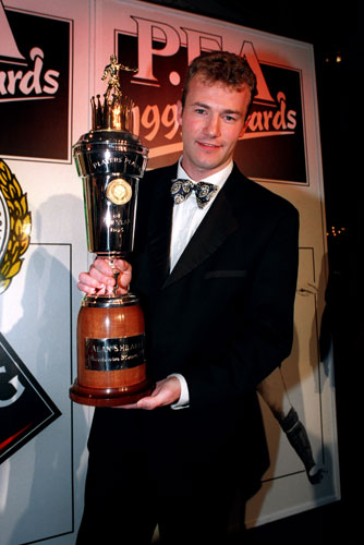 Alan Shearer: Alan Shearer collects the PFA award