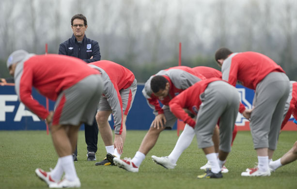 Sport: 24 Hours: Fabio Capello watches the England football squad train