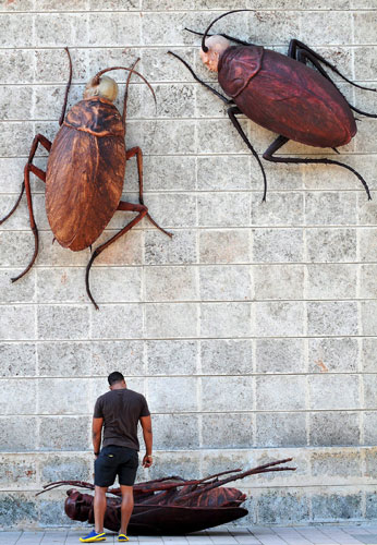 1 April 2009: Havana, Cuba: A sculpture entitled 'Survivors' by Roberto Fabelo