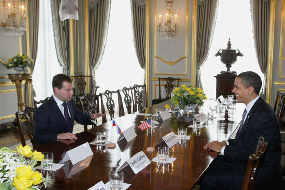 G20 summit: Barack Obama: Russian President Dmitry Medvedev with President Barack Obama in London 