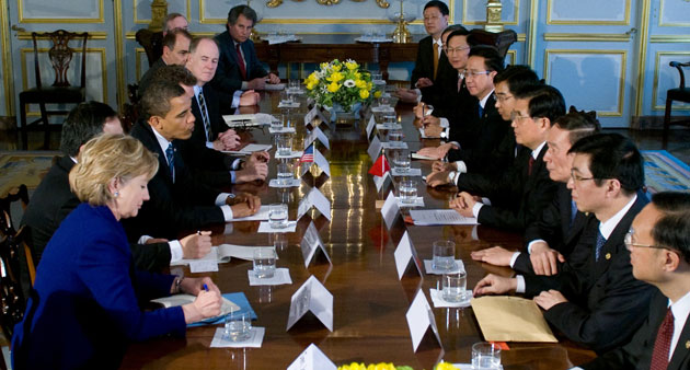 G20 summit: Barack Obama: Chinese President Hu Jintao and the Chinese delegation meet with Obama.