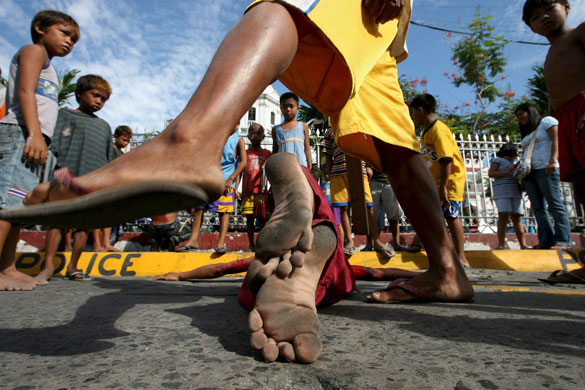 Philippines Crucifiction: Jesus crucifixion re-enactment in Pampanga province of northern Philippines