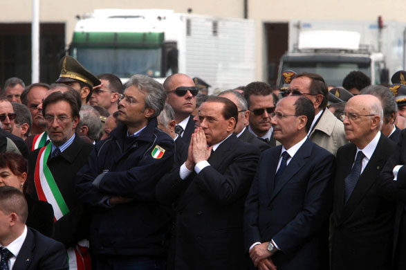 Earthquake victim funeral: State Funeral for the Victims of the Earthquake, L'Aquila, Italy