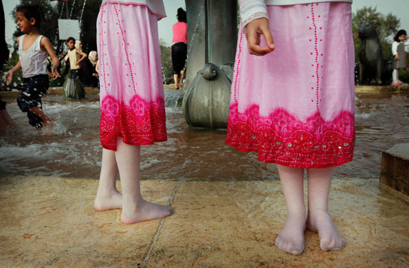 14 April 2009: Jerusalem, Israel: Ultra-Orthodox Jewish girls during Passover