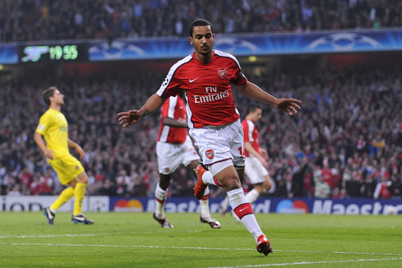 Arsenal v Villarreal: Theo Walcott celebrates