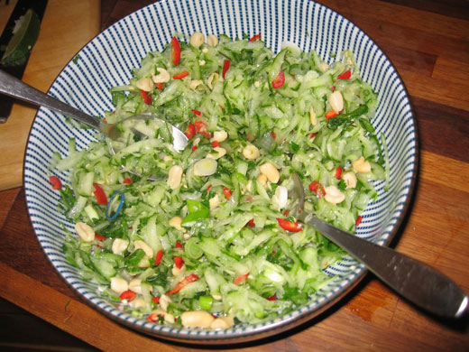 Allegra clickalong: Pork: his cucumber peanut and chilli salad - an utterly winning combination