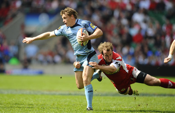 Cardiff v Gloucester: Ben Blair is tackled by James Simpson-Daniel