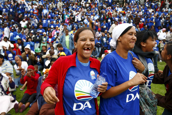 South Africa elections: Pre-election rally by opposition party Democratic Alliance (DA) Cape Town.