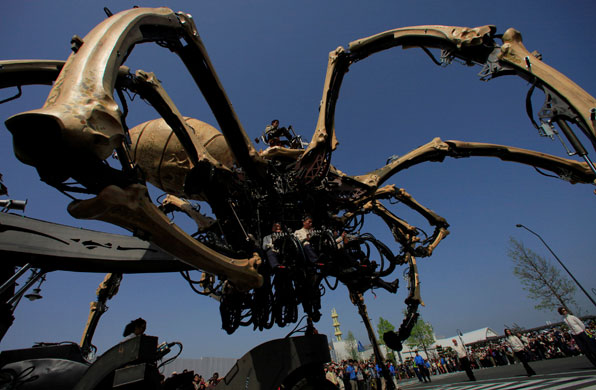 24 hours in pictures: Yokohama, Japan: Giant metal spider La Princesse makes its way.