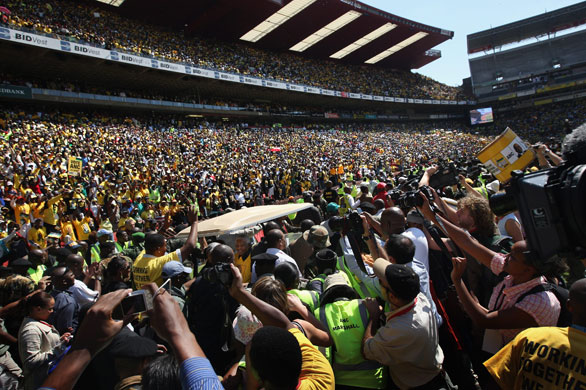 mandela at  zuma rally: Nelson Mandela appears at an anc election rally in support of Jacob Zuma
