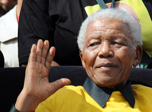 mandela at  zuma rally: Nelson Mandela appears at an anc election rally in support of Jacob Zuma