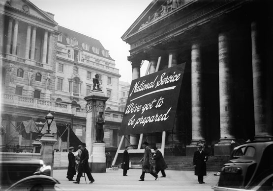 Deflation 1960: National Service sign at Bank