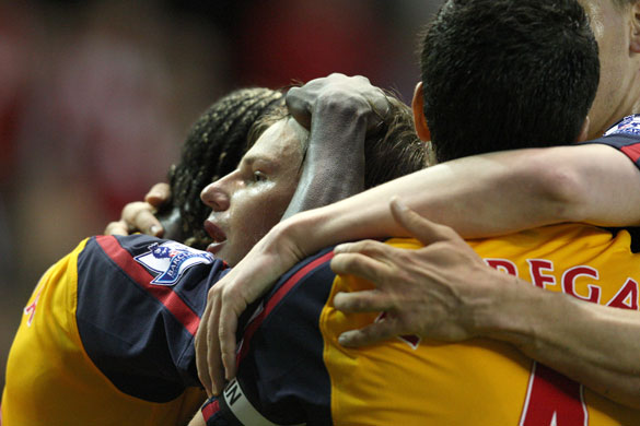 Liverpool v Arsenal: Arsenal celebrate