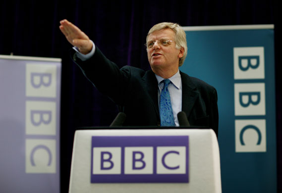 michael grade: New BBC chairman Michael Grade at a news conference at BBC White City