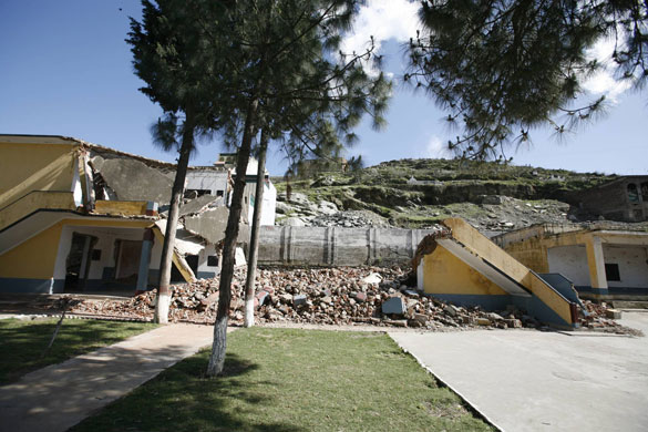 Swat valley : The remains of a school demolished by the Taliban in Swat valley Pakistan 