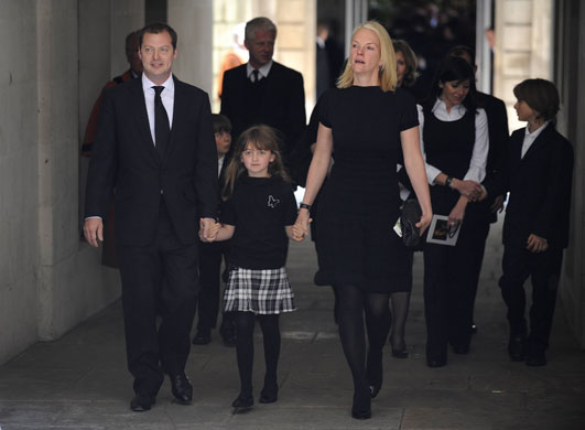 Clement Freud funeral: Matthew Freud and Elisabeth Murdoch leave the funeral of Clement Freud 