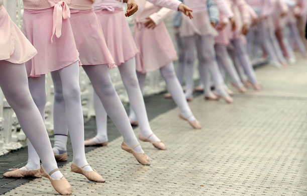 27 April 2009: San Sebastian, Spain: Young dancers in an exhibition of classic dance