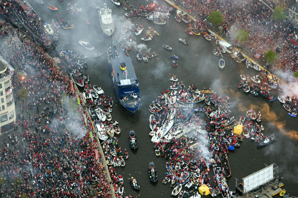 27 April 2009: Supporters of the football team AZ celebrate their championship victory