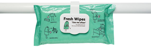 Hospital wards: Design Council : Patient wipes pack