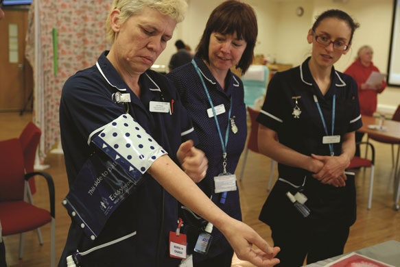 Hospital wards: Design Council : Nurses try the newly design blood pressure cuff