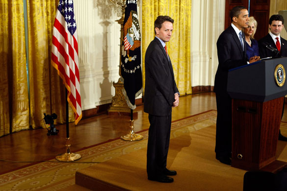 obama 100 days : obama and geithner announce federal aid for small businesses