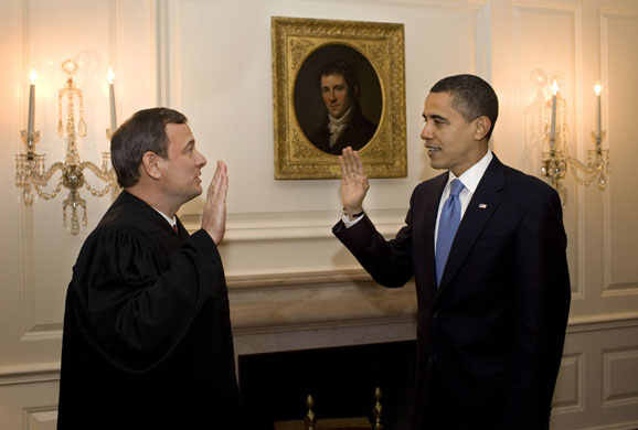 obama 100 days : Barack Obama sworn in for the second time