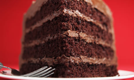 Chocolate cake A monumental slab of chocolate cake.