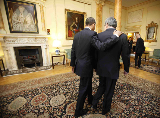 obama 100 days : Barack Obama meets Prime Minister Gordon Brown ahead of the G20 summit 