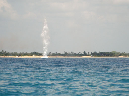 Fighting in Sri Lanka: A water spout in the 'No Fire Zone' in northern Sri Lanka