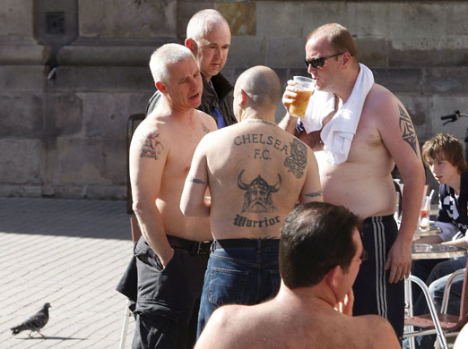 Barca v Chelsea: Chelsea supporters in Barcelona