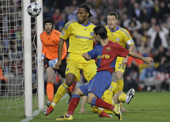 Barca v Chelsea: Rafa Marquez and Didier Drogba
