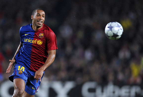 Barca v Chelsea: Thierry Henry seems to be enjoying himself