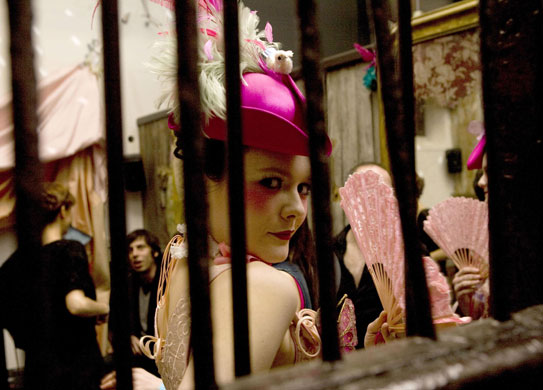 29 April 2009: London: Burlesque dancers during a performance at the Proud Camden gallery