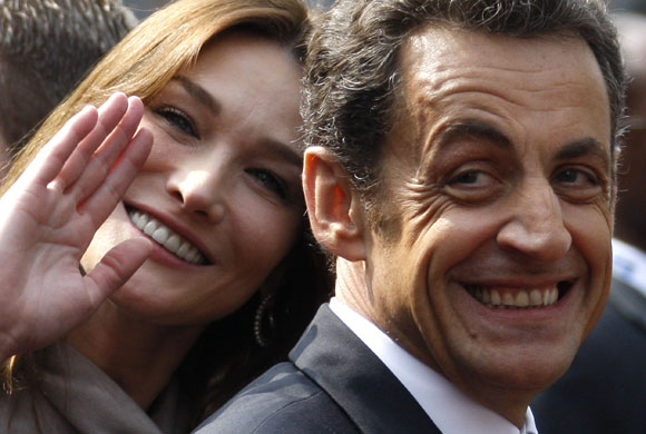 Obama visits Sarkozy : France's President Nicolas Sarkozy and Carla-Bruni Sarkozy in Strasbourg 