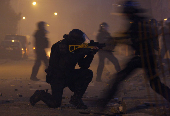 24 hours in pictures: French riot police  in Strasbourg
