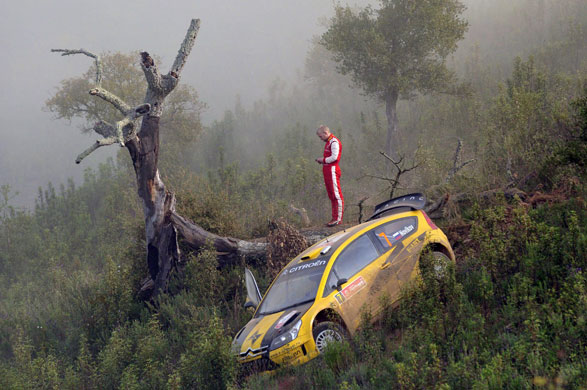 Sport: 24 hours: Evgeny Novikov of Russia with his Citroen during leg 3 of Rally Portugal