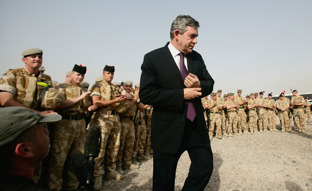 Visits to Iraq: 19 July 2008: Gordon Brown addresses British troops in Basra, Iraq