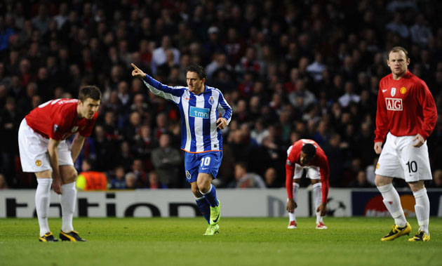 Manchester United v Porto: Porto's Rodriguez celebrates his goal