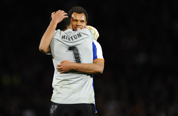 Manchester United v Porto: Helton and Rolando celebrate