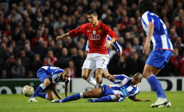 Manchester United v Porto: Fernando slides in to dispossess Ronaldo