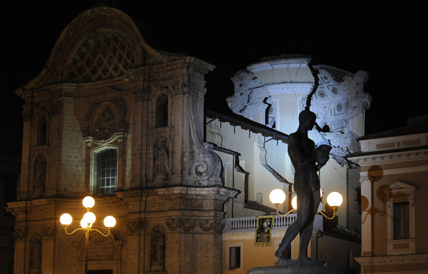 Earthquake aftershock: The Santa Maria Paganica church suffers further damage in the aftershock