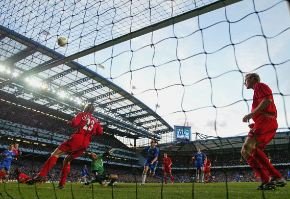 Liverpool v Chelsea: Frank Lampard shoots over the bar