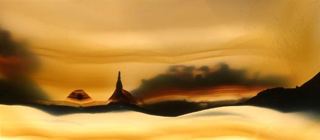 Mineral images: Rock formation art: small detail from a large agate slice