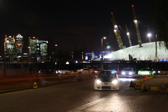 The convoy of modified cars celebrating release of Fast & Furious arrives at the O2, 8 April 2009