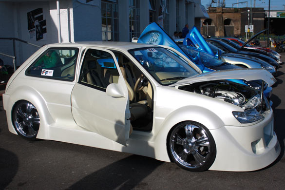 Ace Cafe, London, where a convoy of modified cars celebrated release of Fast & Furious, 8 April 2009